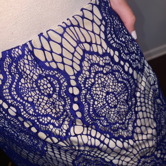 Nude/Blue Lace Skirt - Picture 4 of 5
